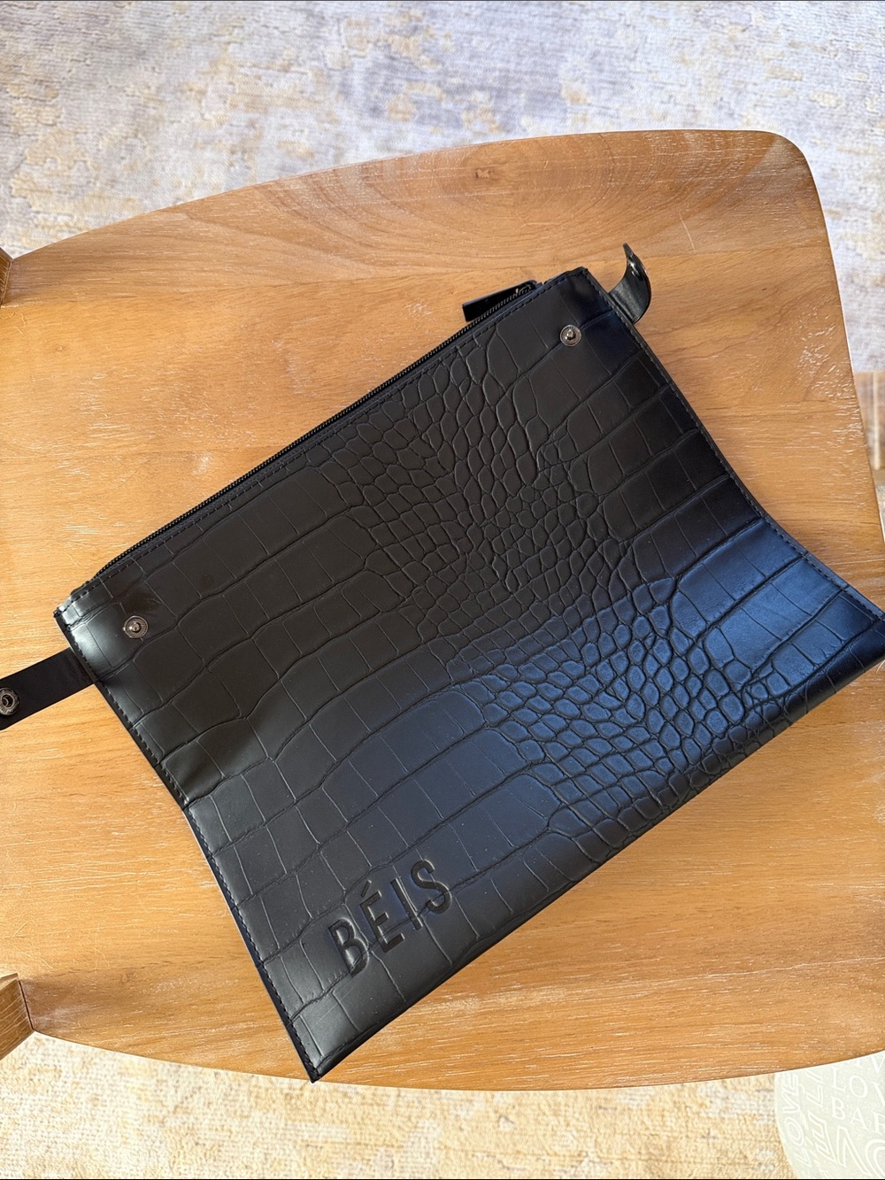BÉIS The Work Tote in Black Croc Laptop Bag EUC Travel Bag Like New - Picture 7 of 14